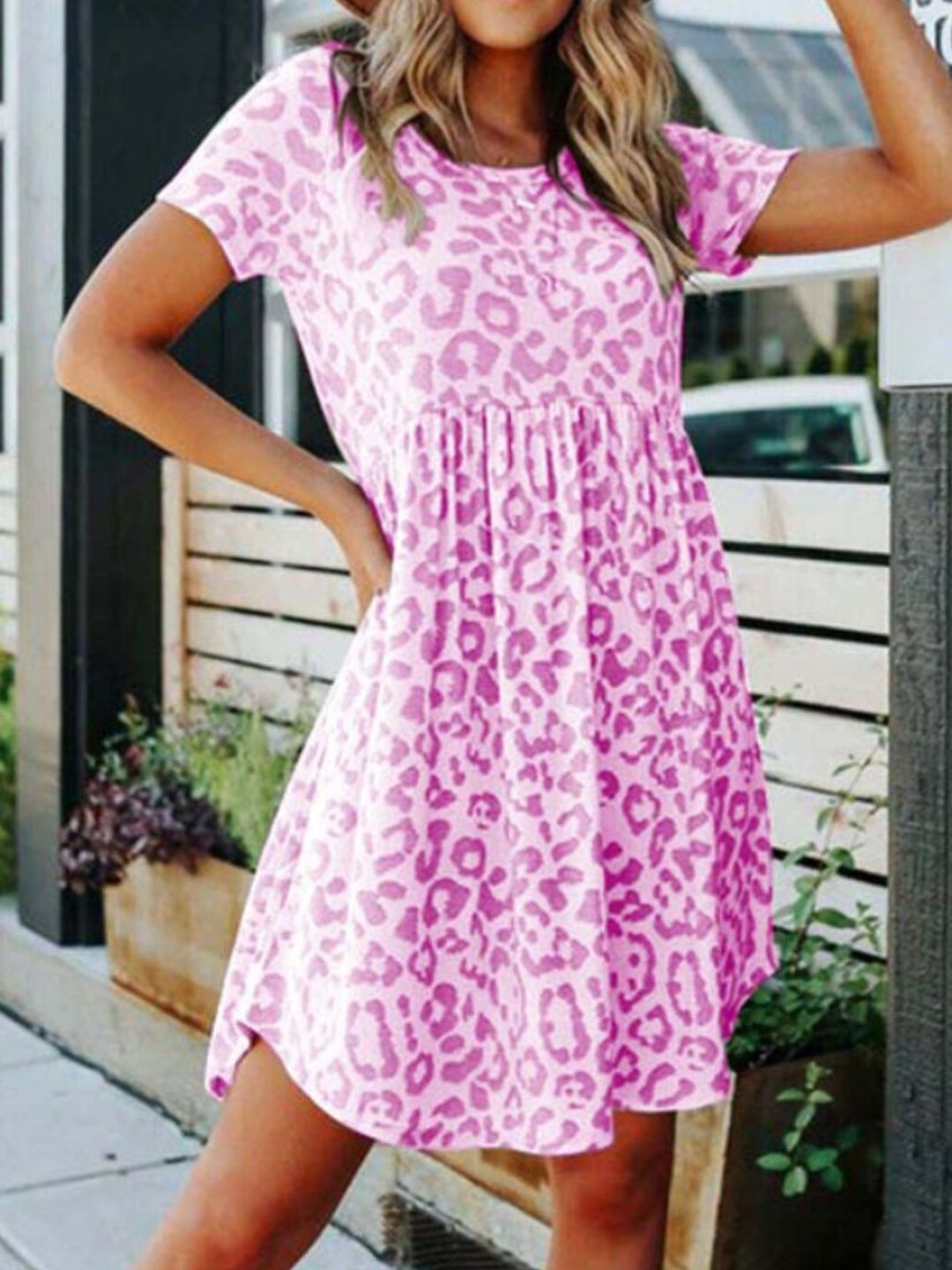 

StyleCast Pink Animal Printed A-Line Dress