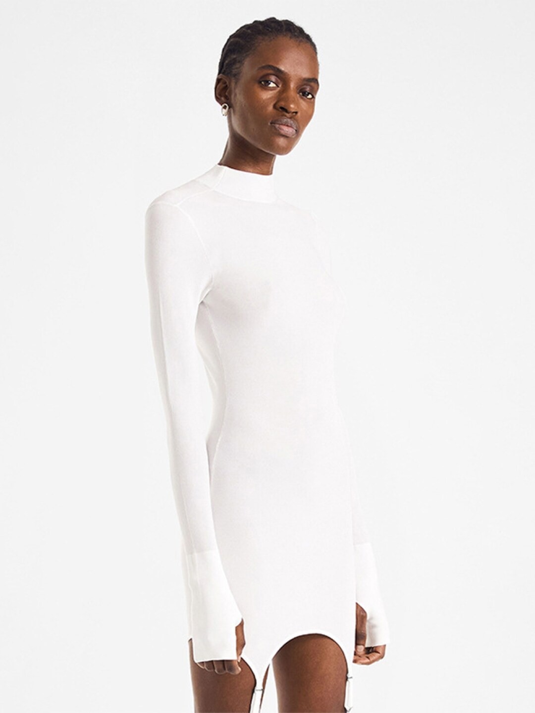 

StyleCast White High Neck Asymmetric Bodycon Dress