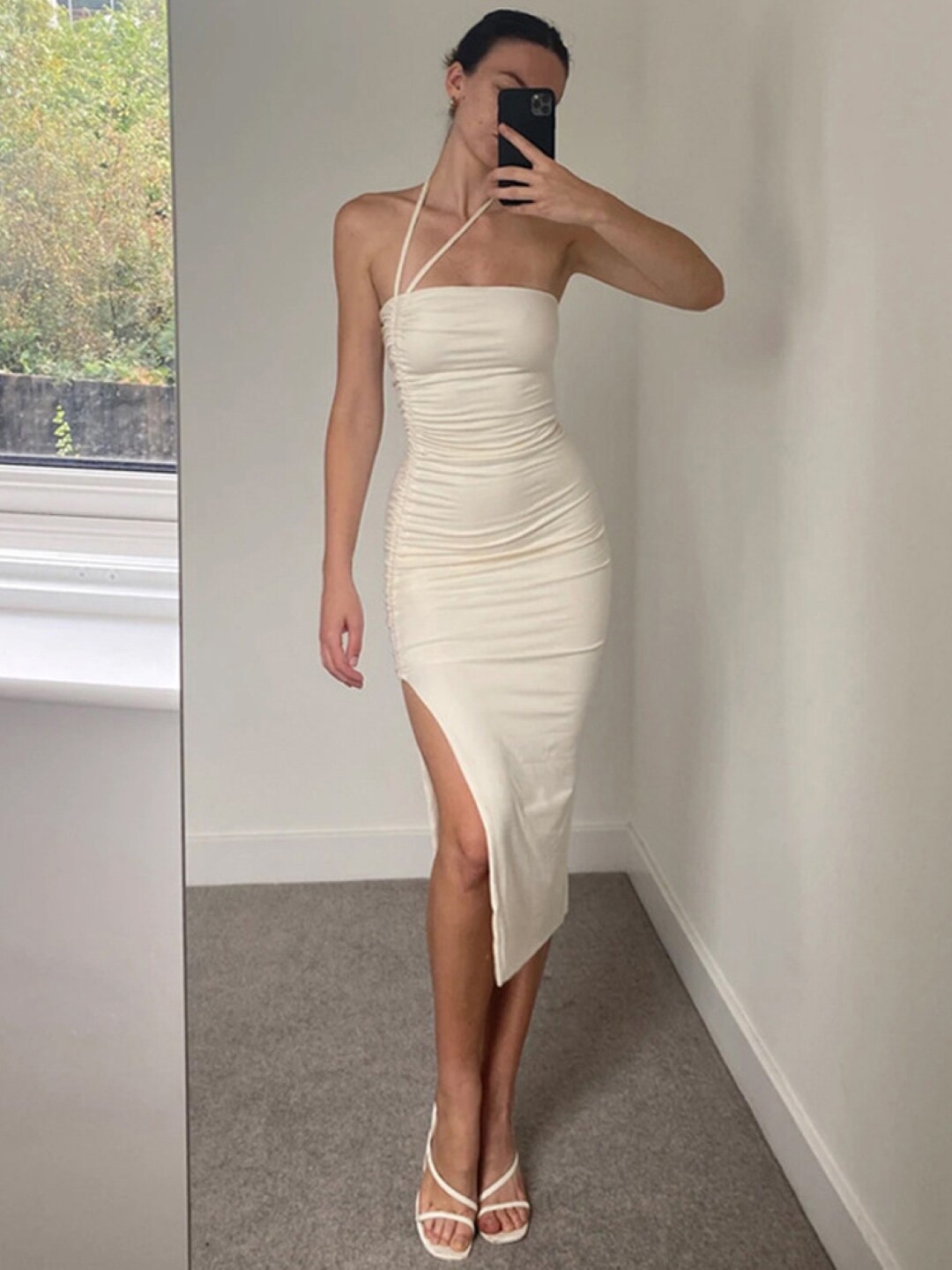 

StyleCast White Halter Neck Sleeveless Bodycon Maxi Dress