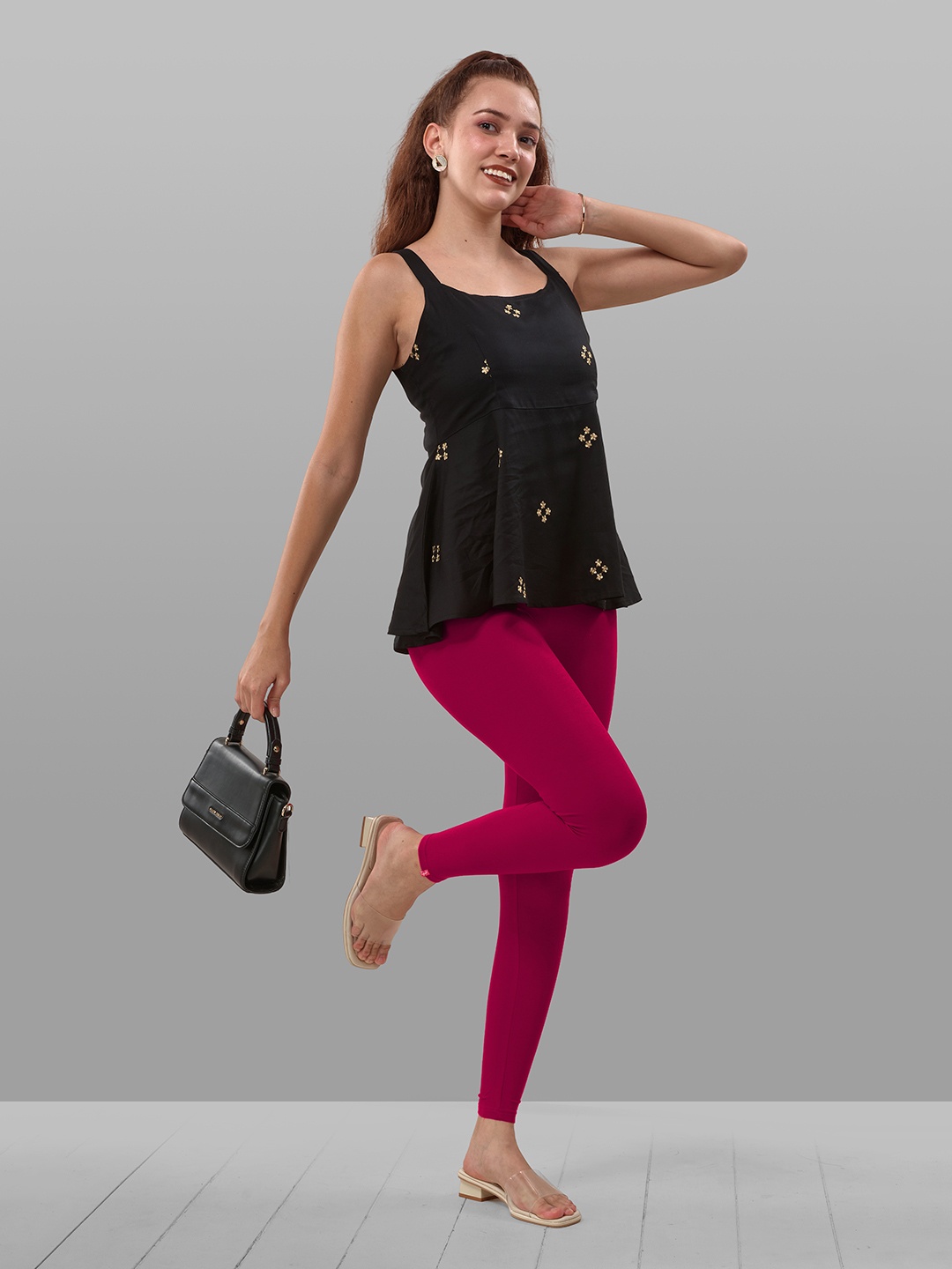 

LYRA 4-Way Stretch Ankle Length Leggings, Magenta