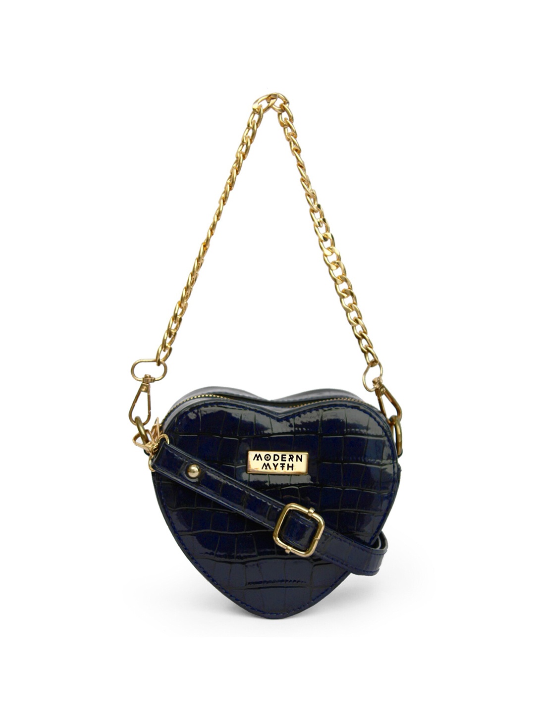 

MODERN MYTH Textured Structured Sling Bag, Navy blue