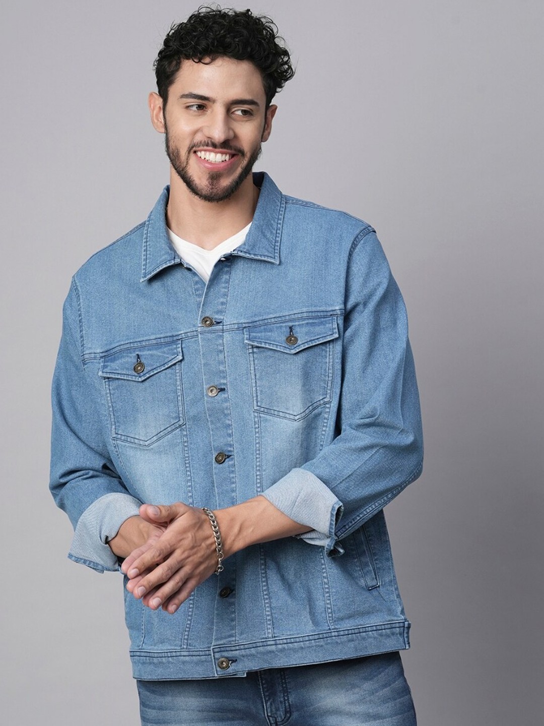 

PRONK Washed Denim Jacket, Blue