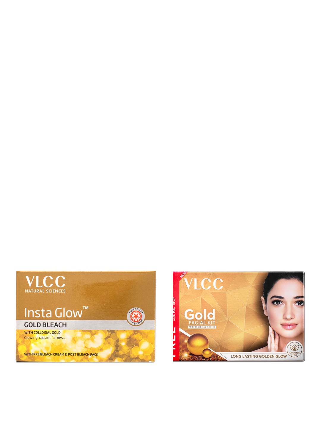

VLCC Gold Facial Kit + Free Rose Water Toner 300g+100ml & Insta Glow Gold Bleach 402g