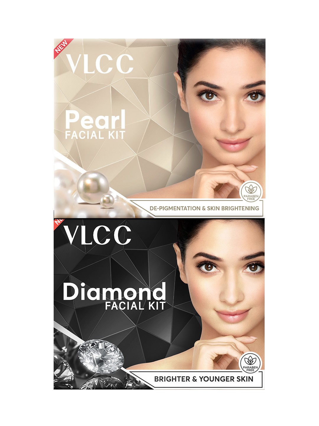 

VLCC Diamond Single Facial Kit 60g & Pearl Single Facial Kit 60g, Black