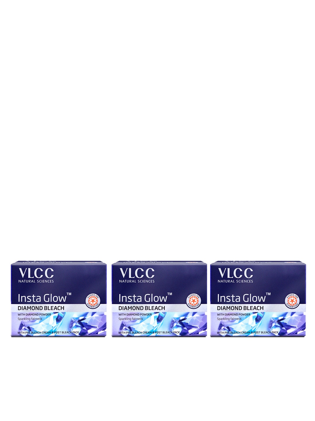 

VLCC Set of 3 Insta Glow Diamond Bleach with Pre Bleach Cream & Post Bleach Pack- 30g each, Blue