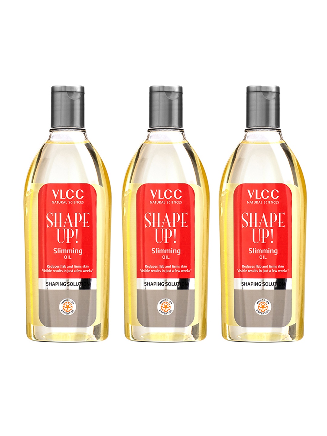 

VLCC Set of 3 Shape Up Slimming Oil to Reduces Flab, Firms Skin & Tone Muscle - 200ml each, Red