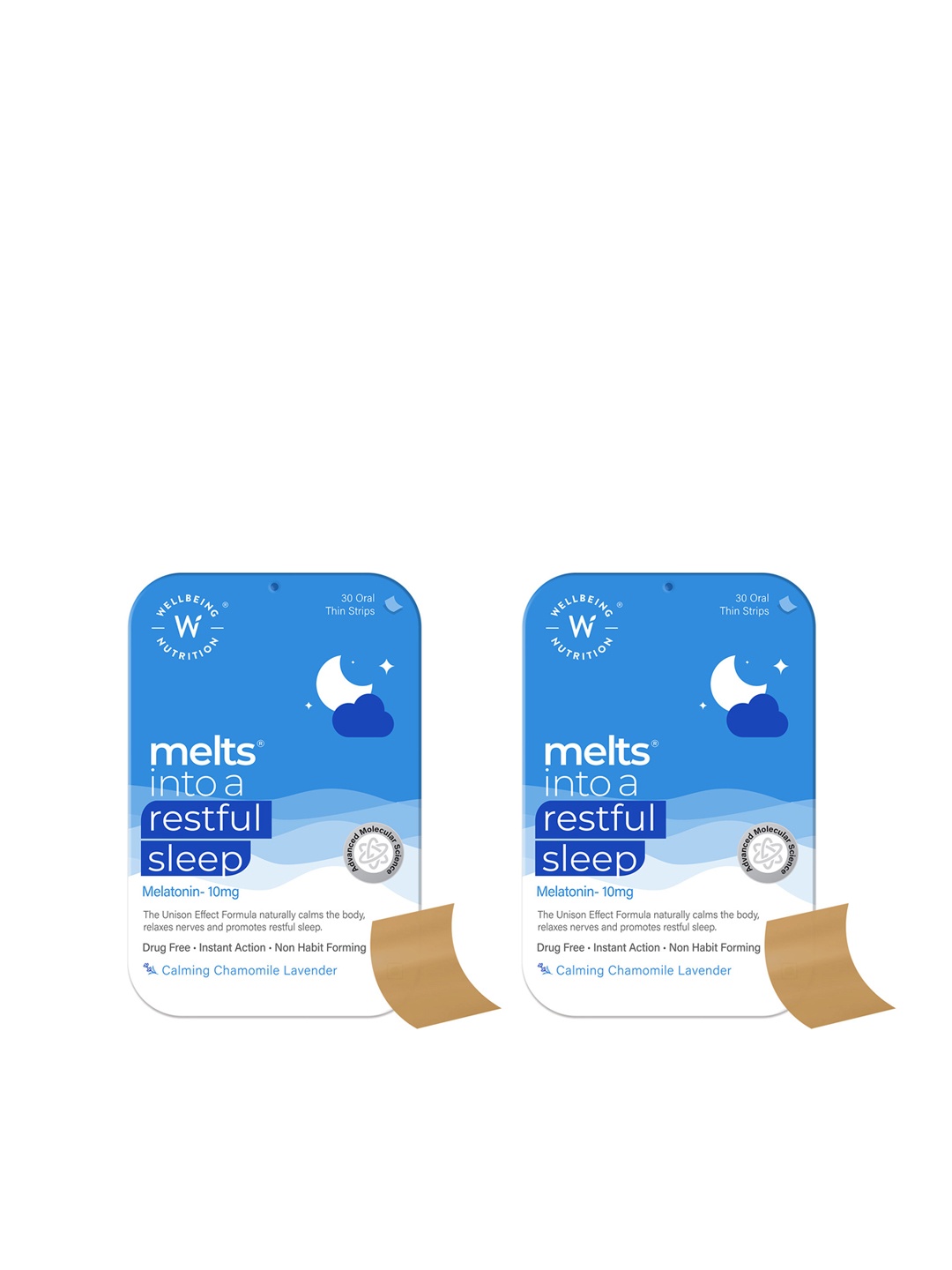 

Wellbeing Nutrition Set Of 2 Chamomile Lavender Melts Restful Sleep Oral Strips- 30Pc Each, Blue