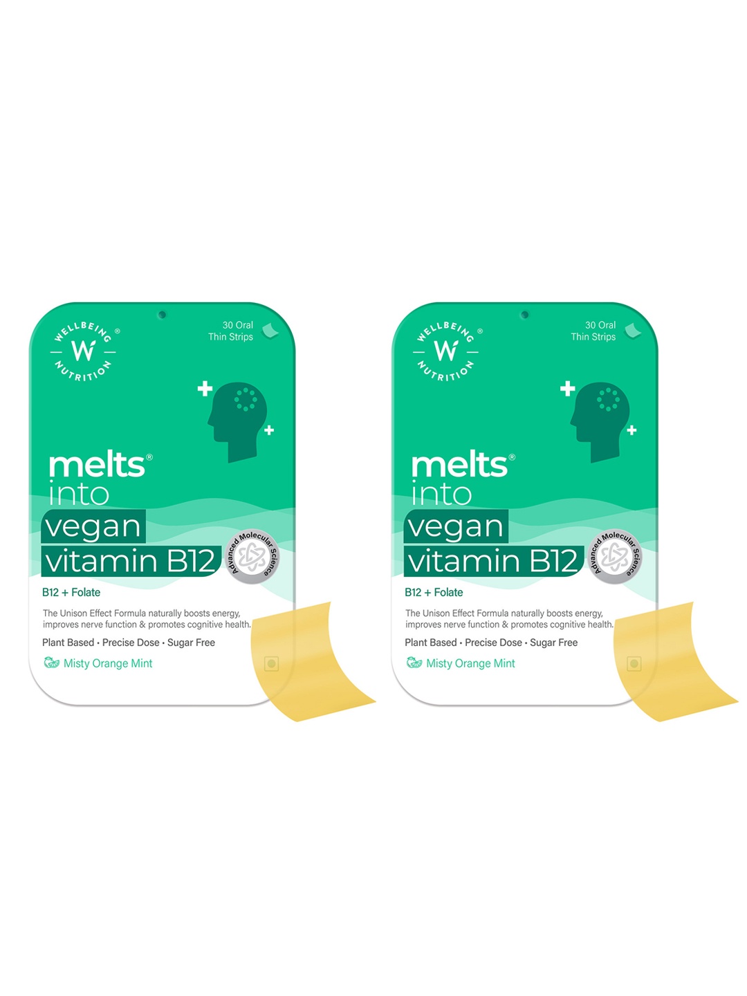 

Wellbeing Nutrition Set Of 2 Melts Into Vegan Vitamin B12 Oral Strips - 30 Strips Each, Green