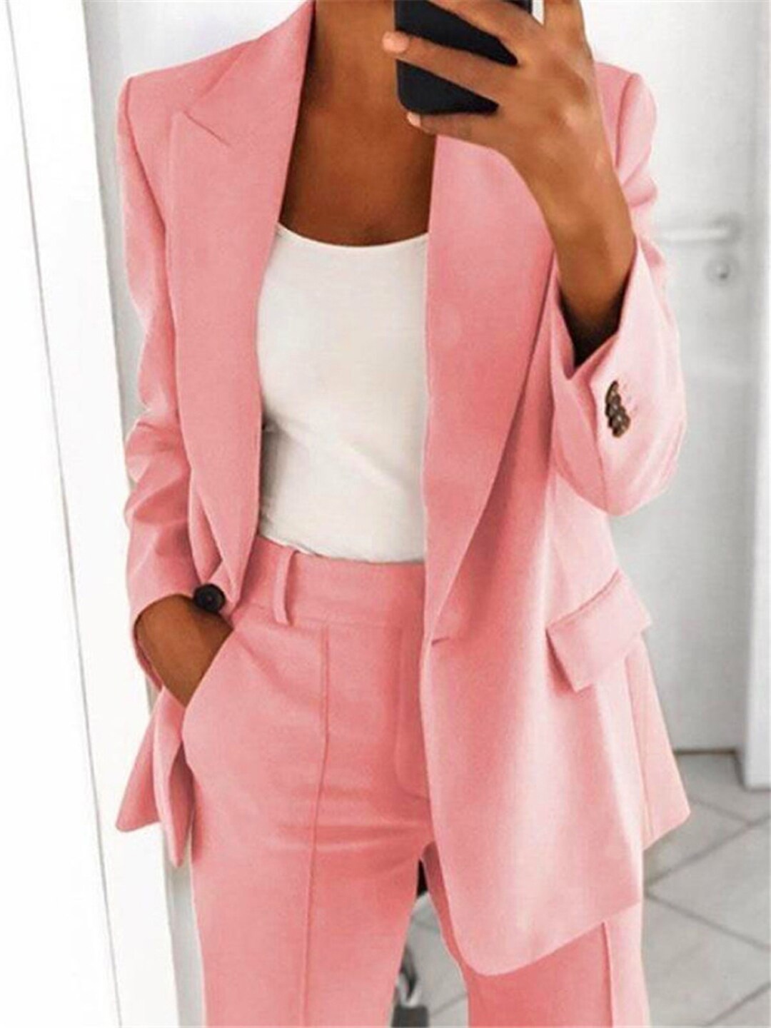 

StyleCast Pink Notched Lapel Single Breasted Blazer