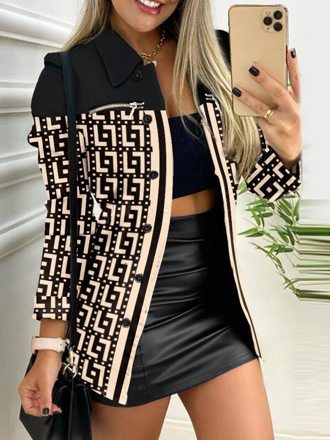 

StyleCast Khaki Longline Tailored Jacket