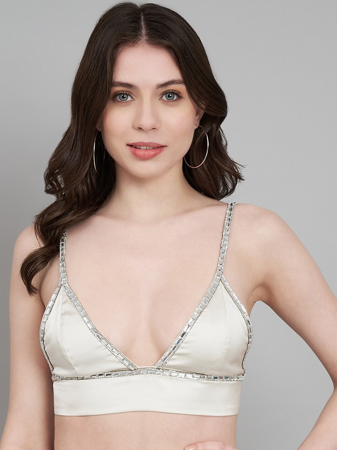 

Amagyaa Embellished Bralette Crop Top, Silver