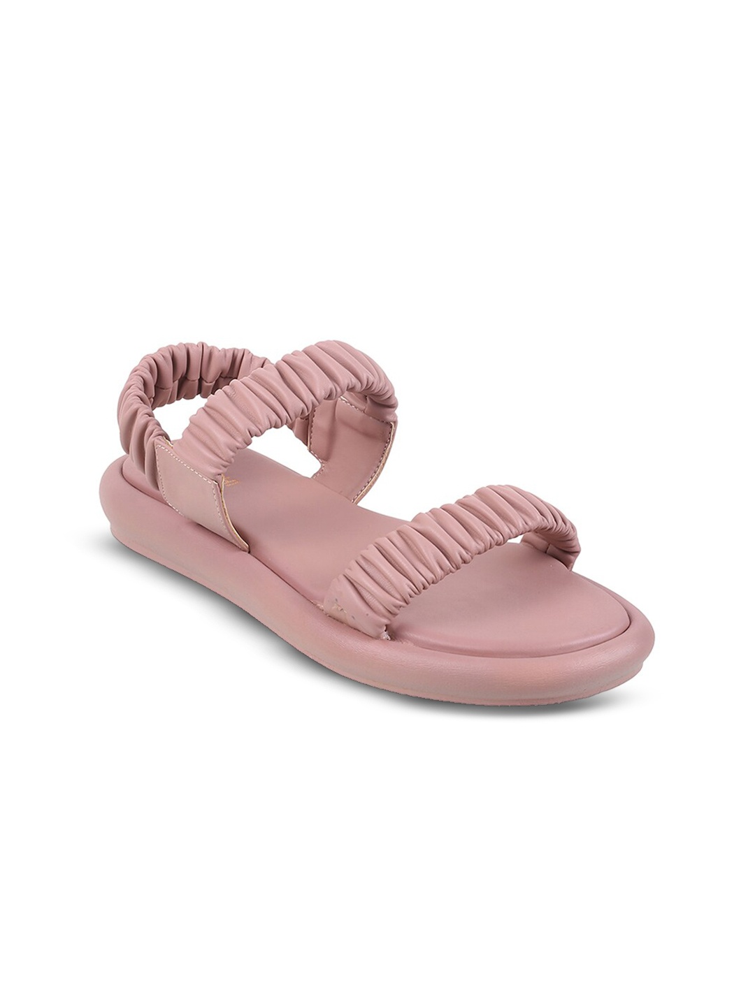 

Mochi Textured Backstrap Open Toe Flats, Peach