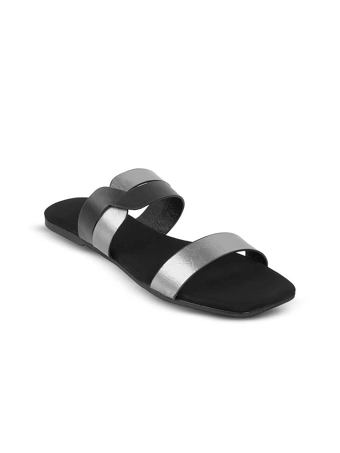 

Mochi Colourblocked Open Toe Flats, Silver