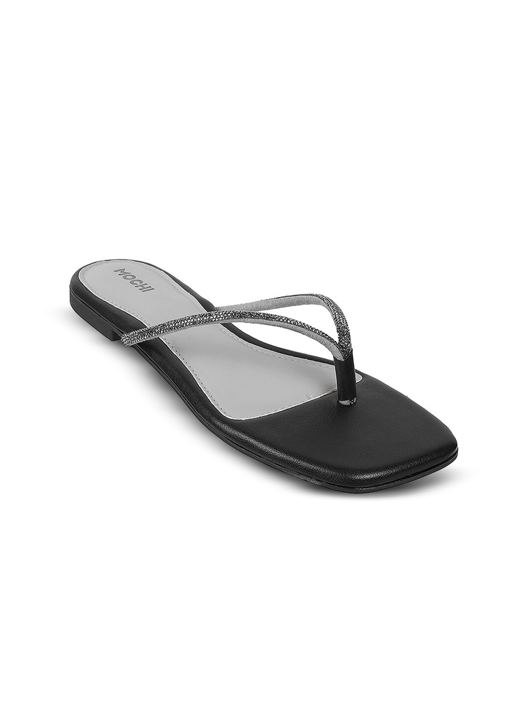 

Mochi Embellished Open Toe Flats, Black
