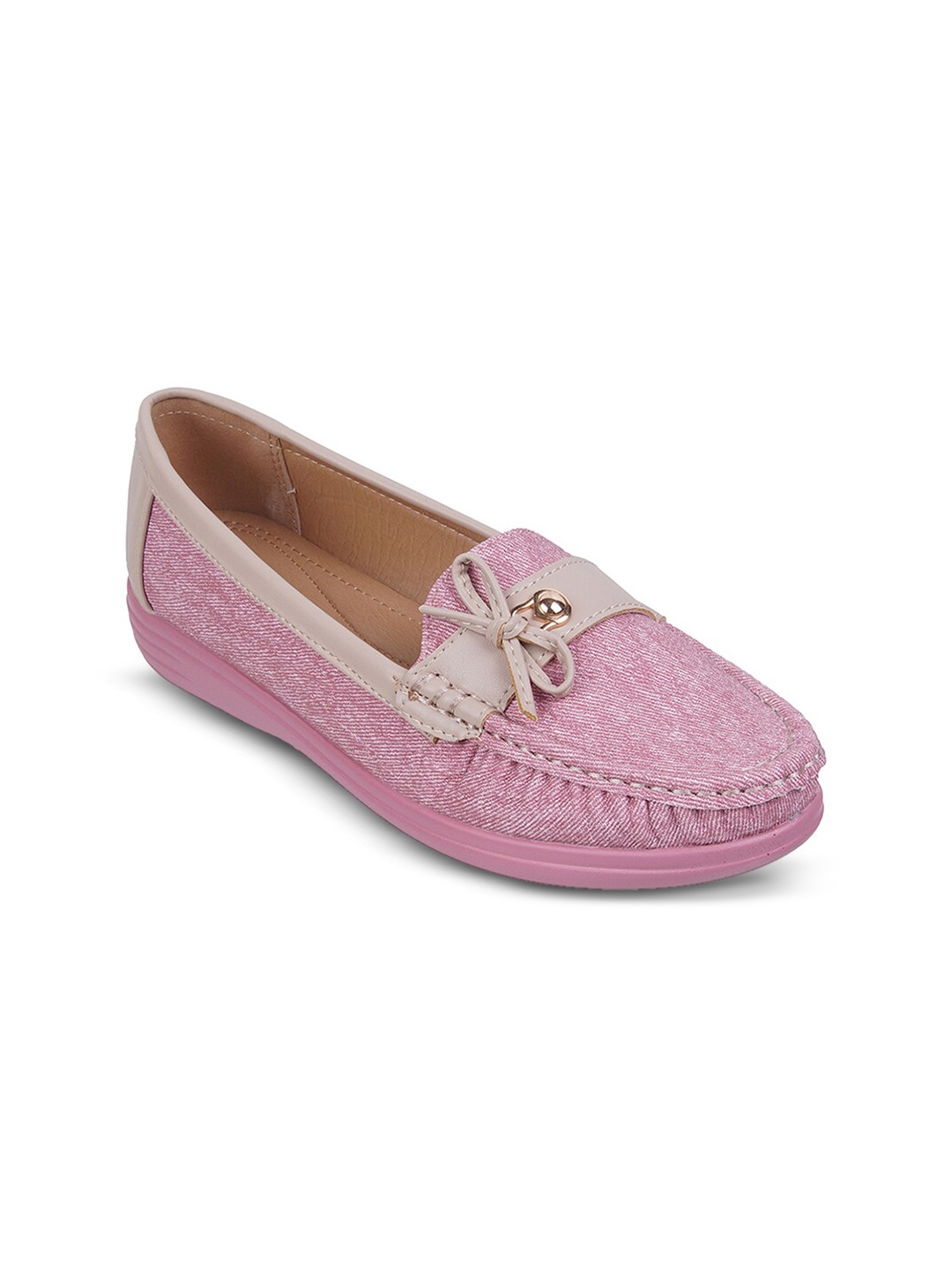 

Mochi Textured Bow Detail Ballerinas, Pink