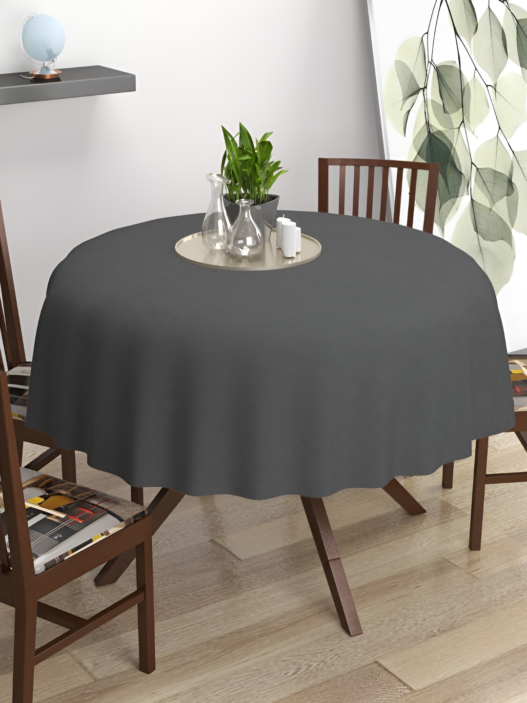 

Trance Home Linen Grey Anti-Slip Cotton Round 4-Seater Table Cover