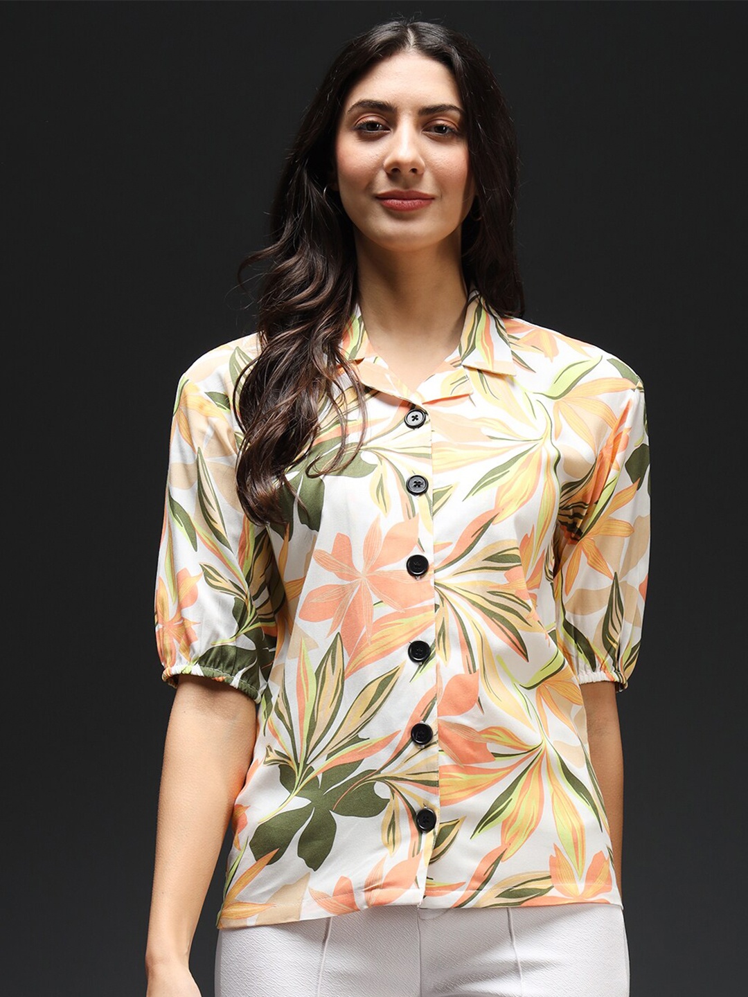 

Kannan Floral Printed Shirt Collar Woven Top, Multi