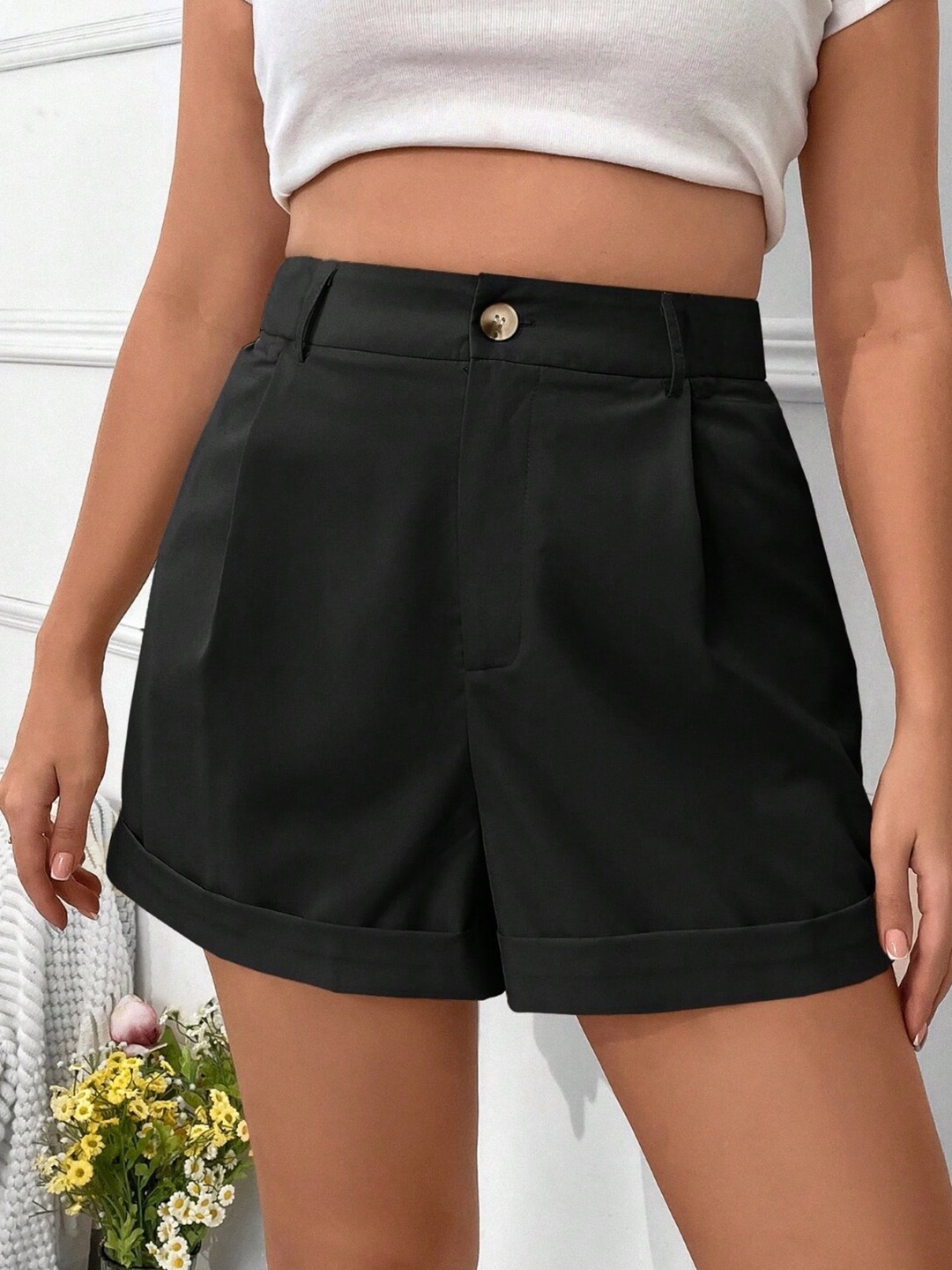 

StyleCast Women Black Above Knee Regular Shorts