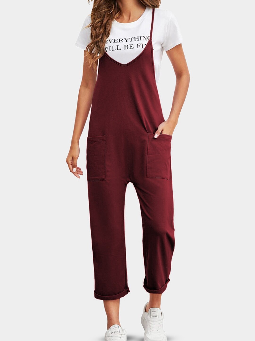 

StyleCast Basic Jumpsuit, Burgundy