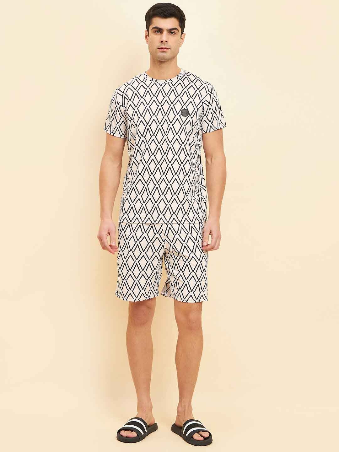

Sweet Dreams Beige Geometric Print Night suit
