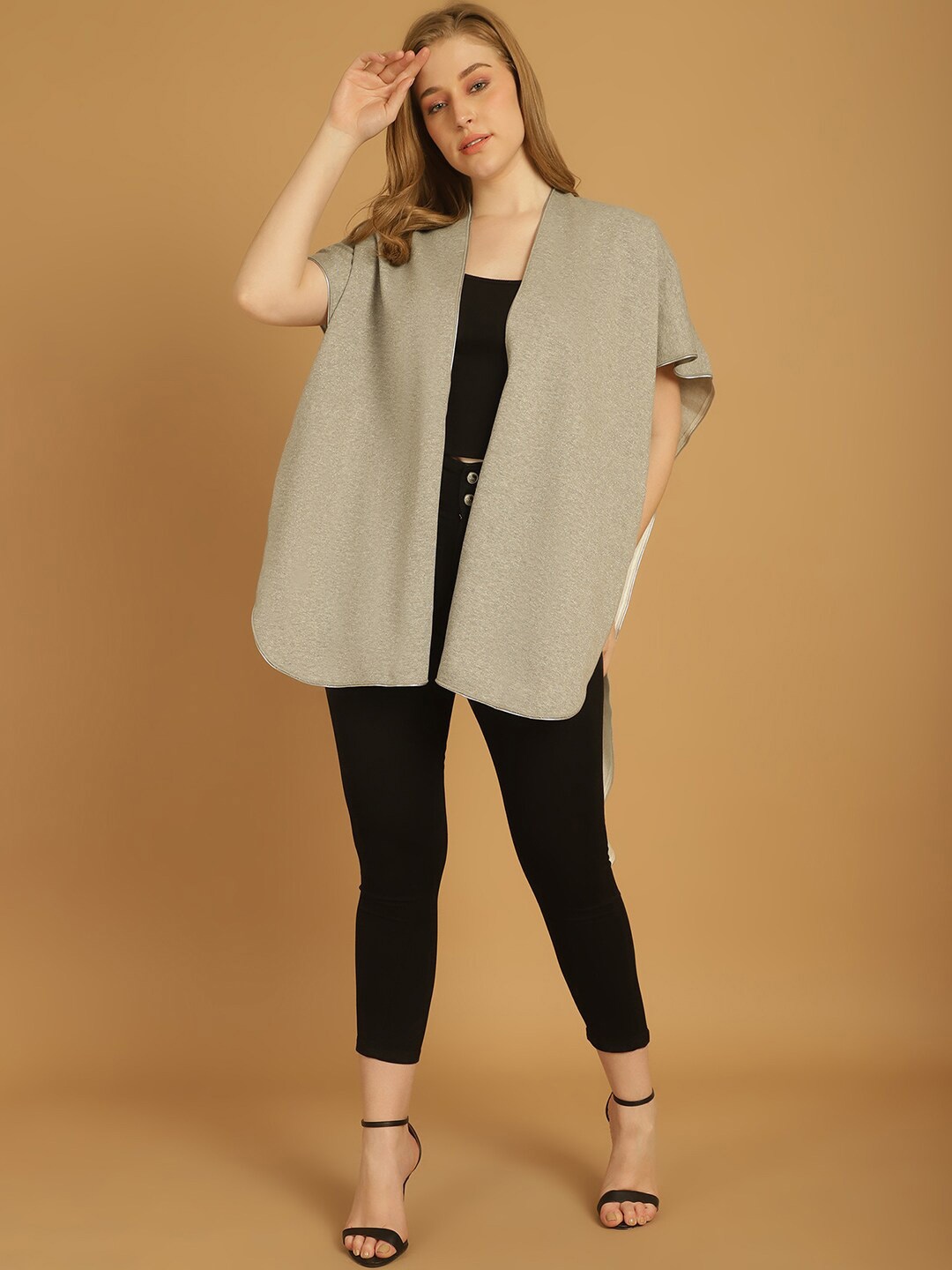 

urSense Open Front Cotton Longline Shrug, Grey