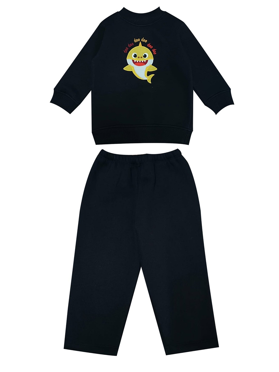 

shopbloom Kids Printed Pure Cotton T-shirt with Pyjamas, Black