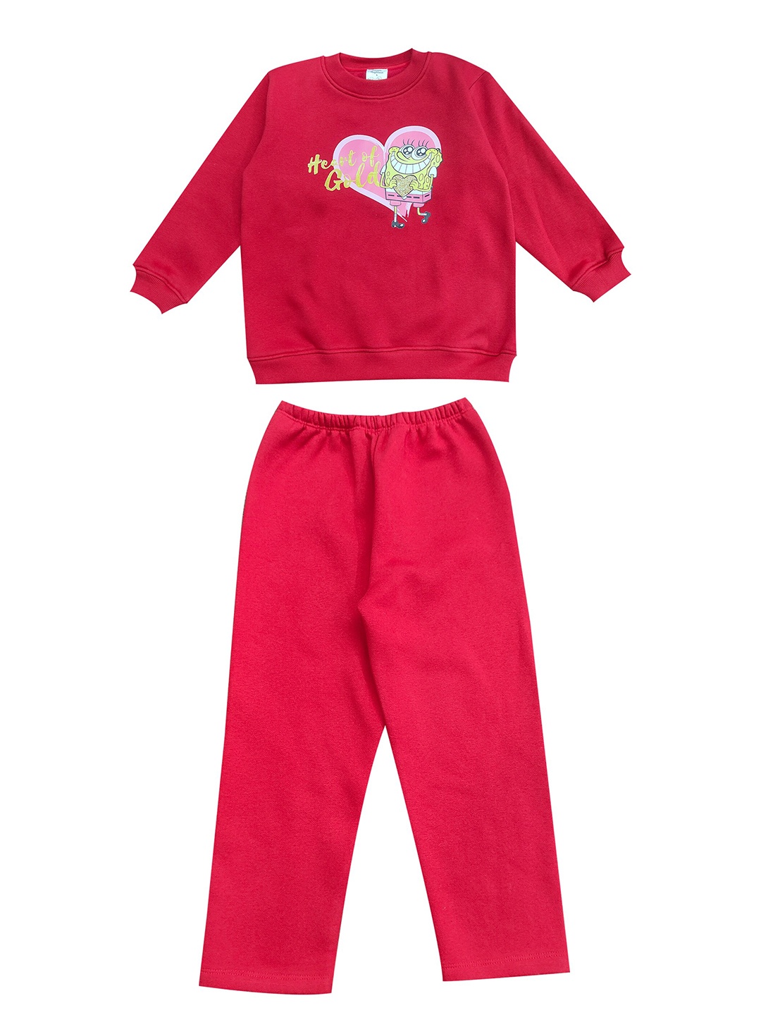 

shopbloom Kids Printed Pure Cotton T-shirt with Pyjamas, Red
