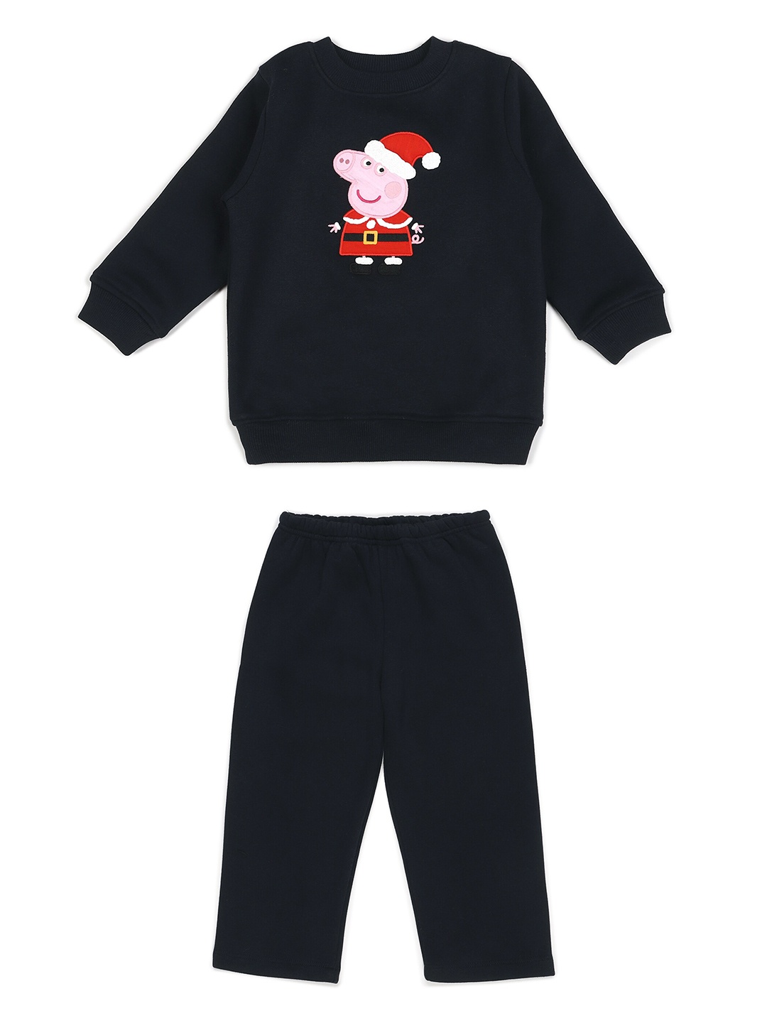 

shopbloom Infant Kids Peppa Pig Printed Pure Cotton T-shirt with Pyjamas, Black