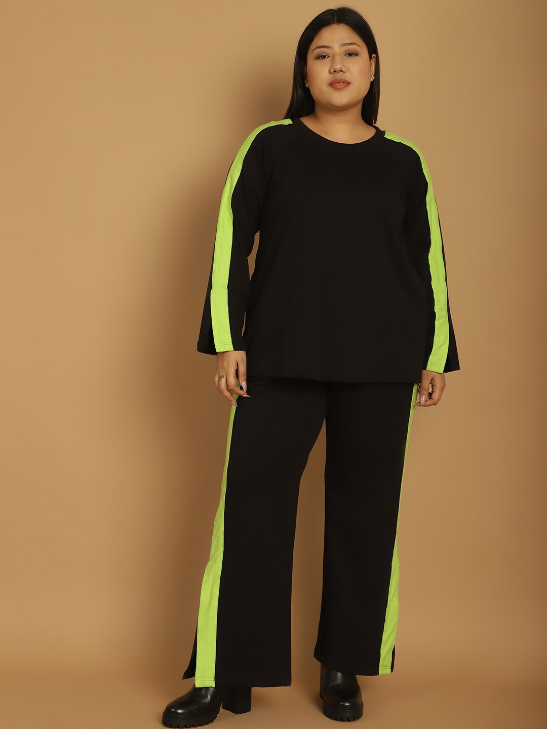 

theRebelinme Plus Size T-Shirt & Trousers Co-Ords, Black