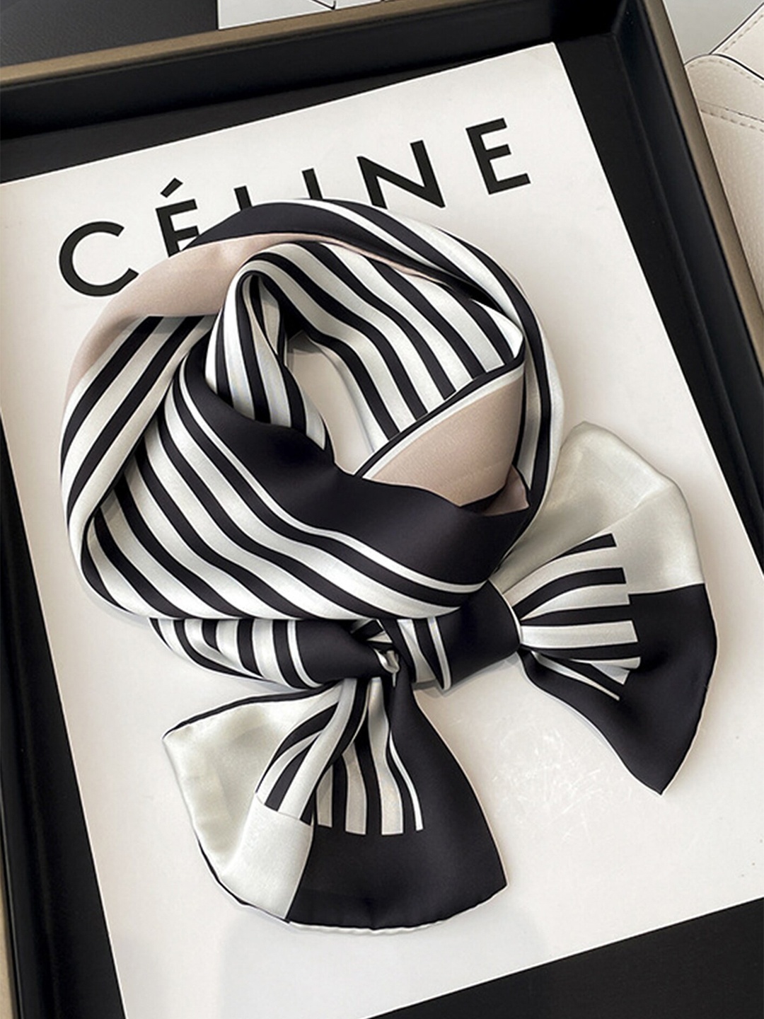 

LULU & SKY Women Striped Scarf, Cream