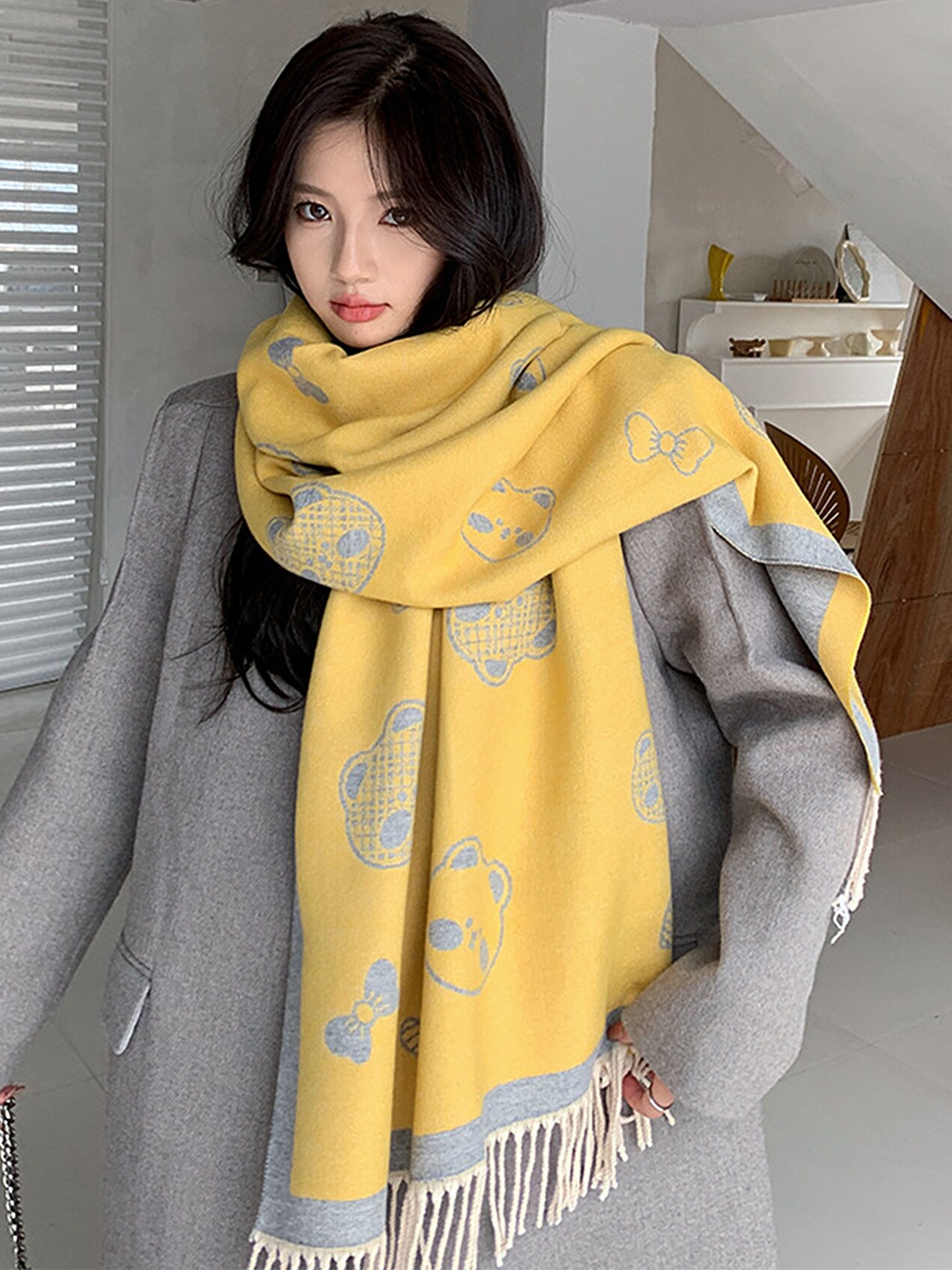 

LULU & SKY Women Printed Scarf, Yellow