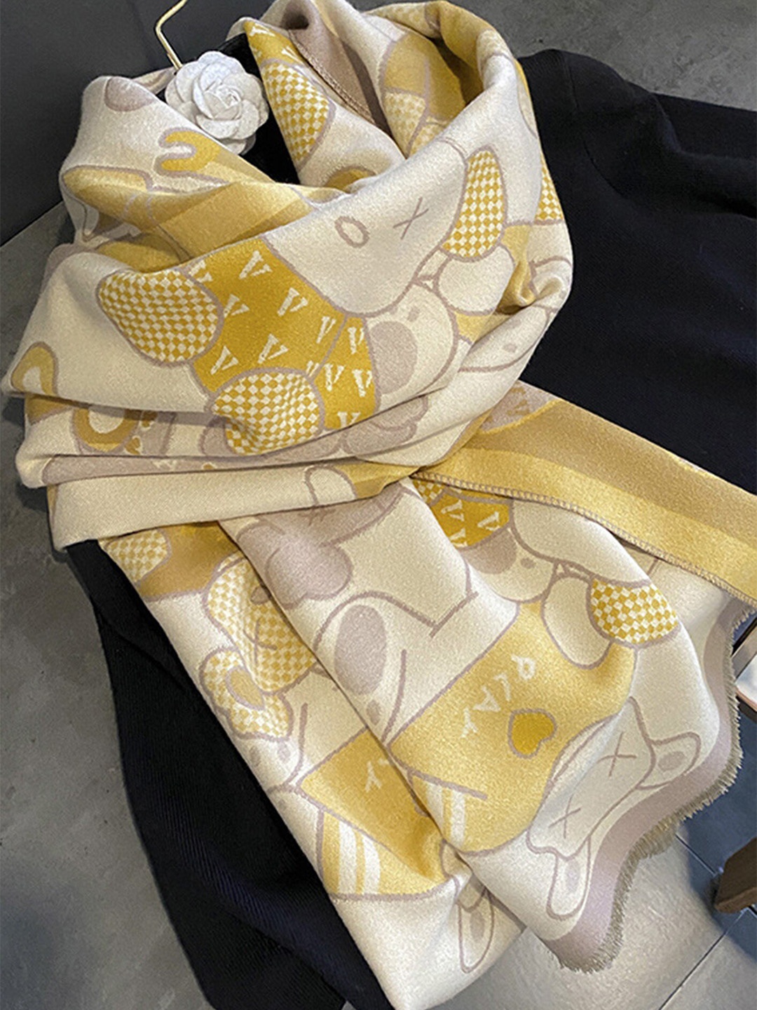 

LULU & SKY Abstract Printed Scarf, Yellow