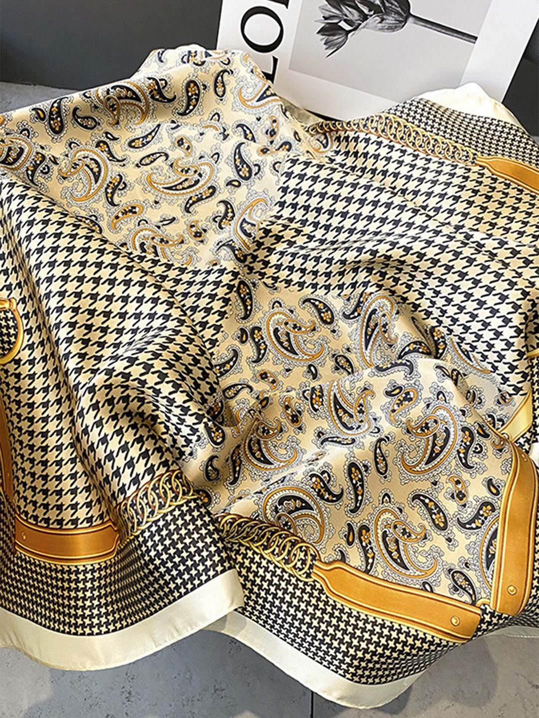 

LULU & SKY Women Ethnic Printed Scarf, Gold