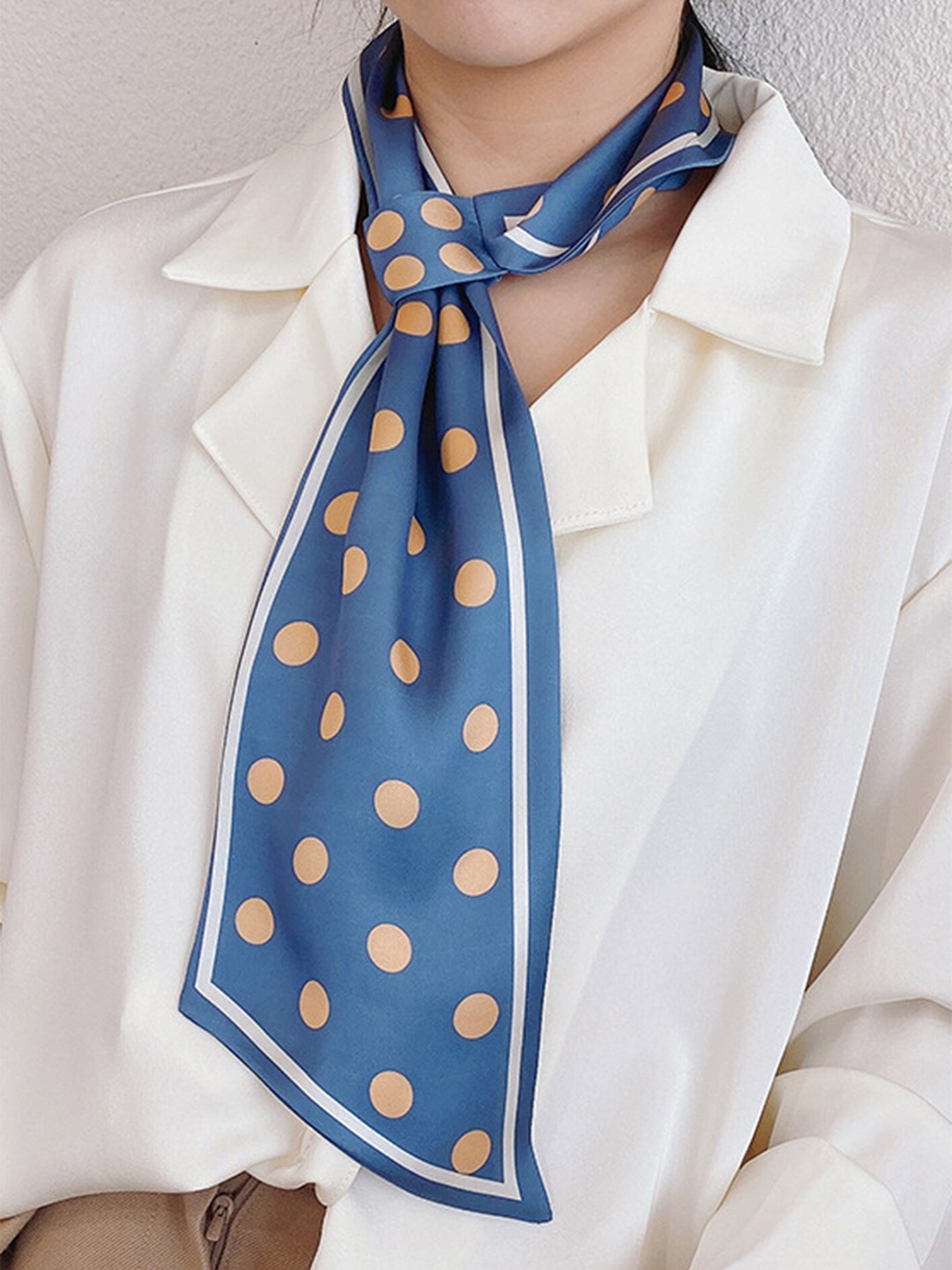

LULU & SKY Polka Dot Printed Scarf, Blue