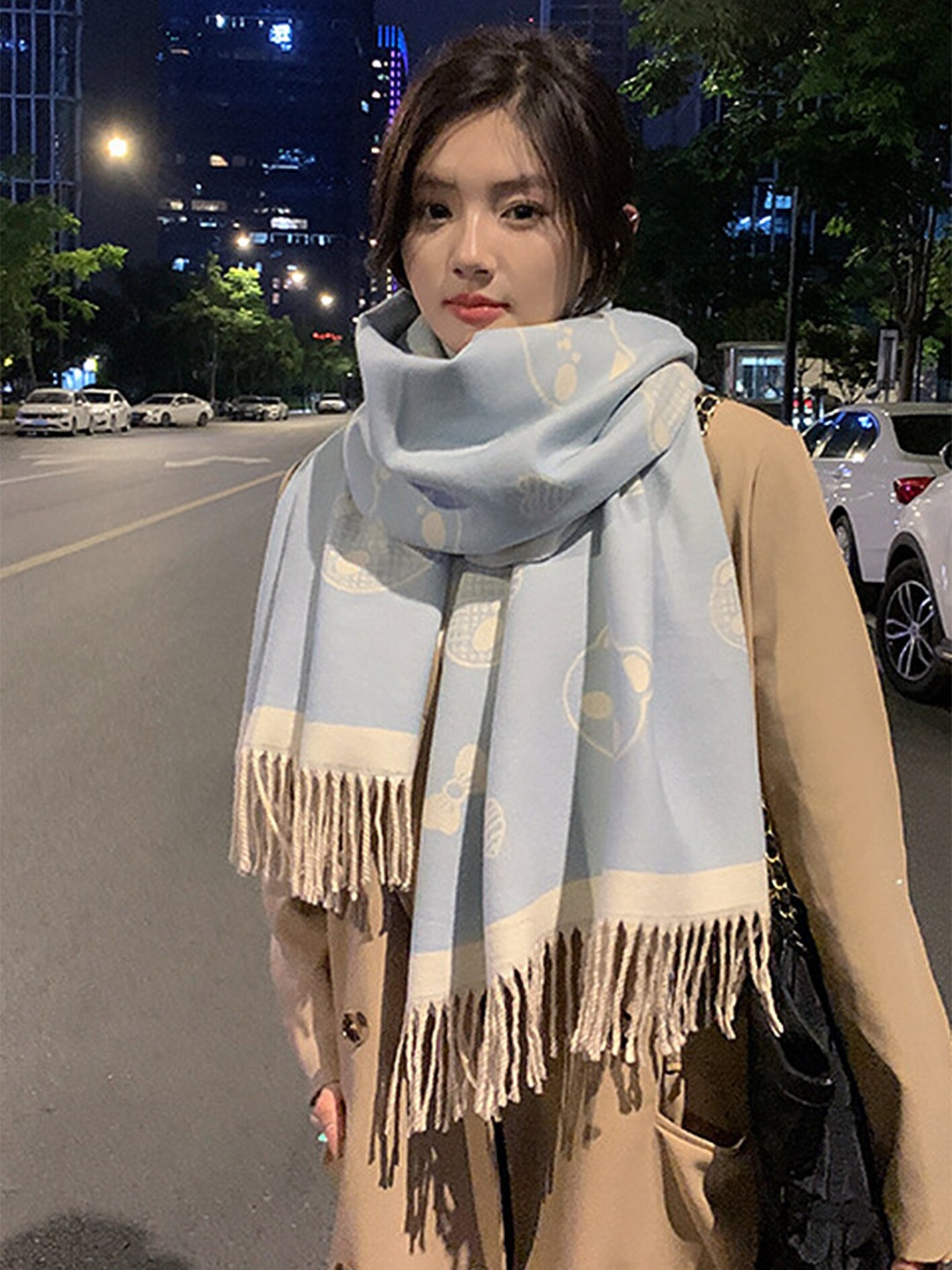 

LULU & SKY Women Printed Scarf, Blue