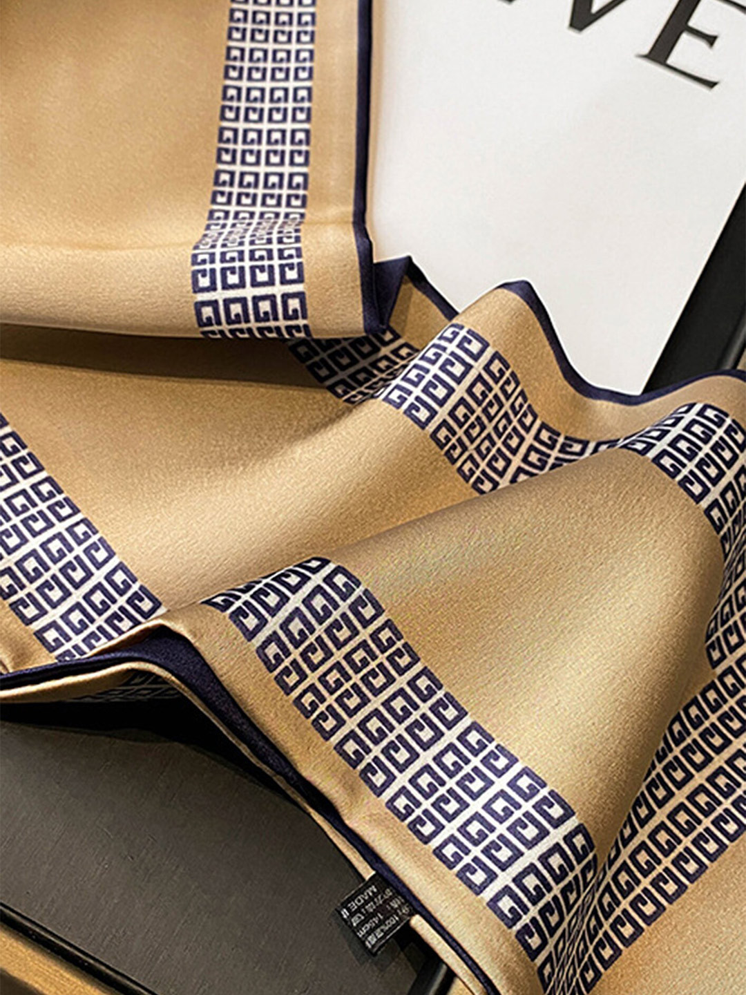 

LULU & SKY Women Printed Border Scarf, Khaki