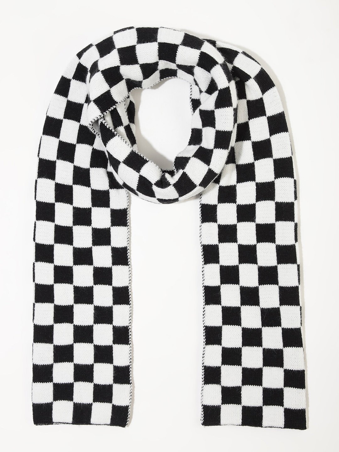

LULU & SKY Checked Scarf, Black