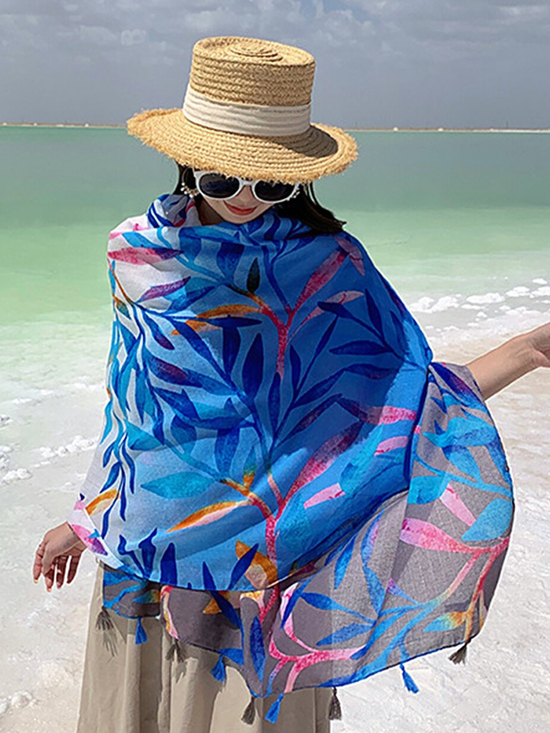 

LULU & SKY Printed Scarf, Blue