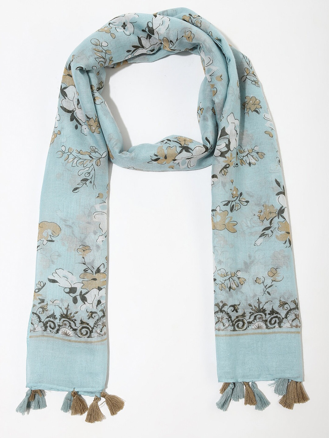 

LULU & SKY Floral Printed Scarf, Blue
