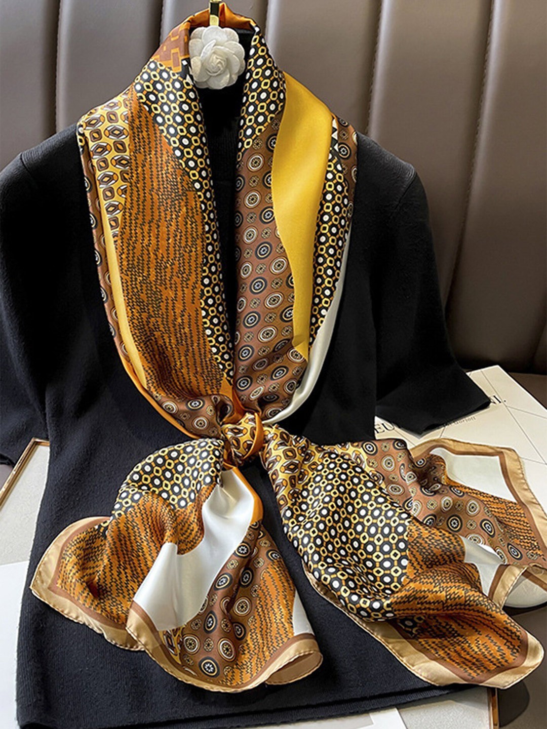 

LULU & SKY Conversational Printed Scarf, Yellow