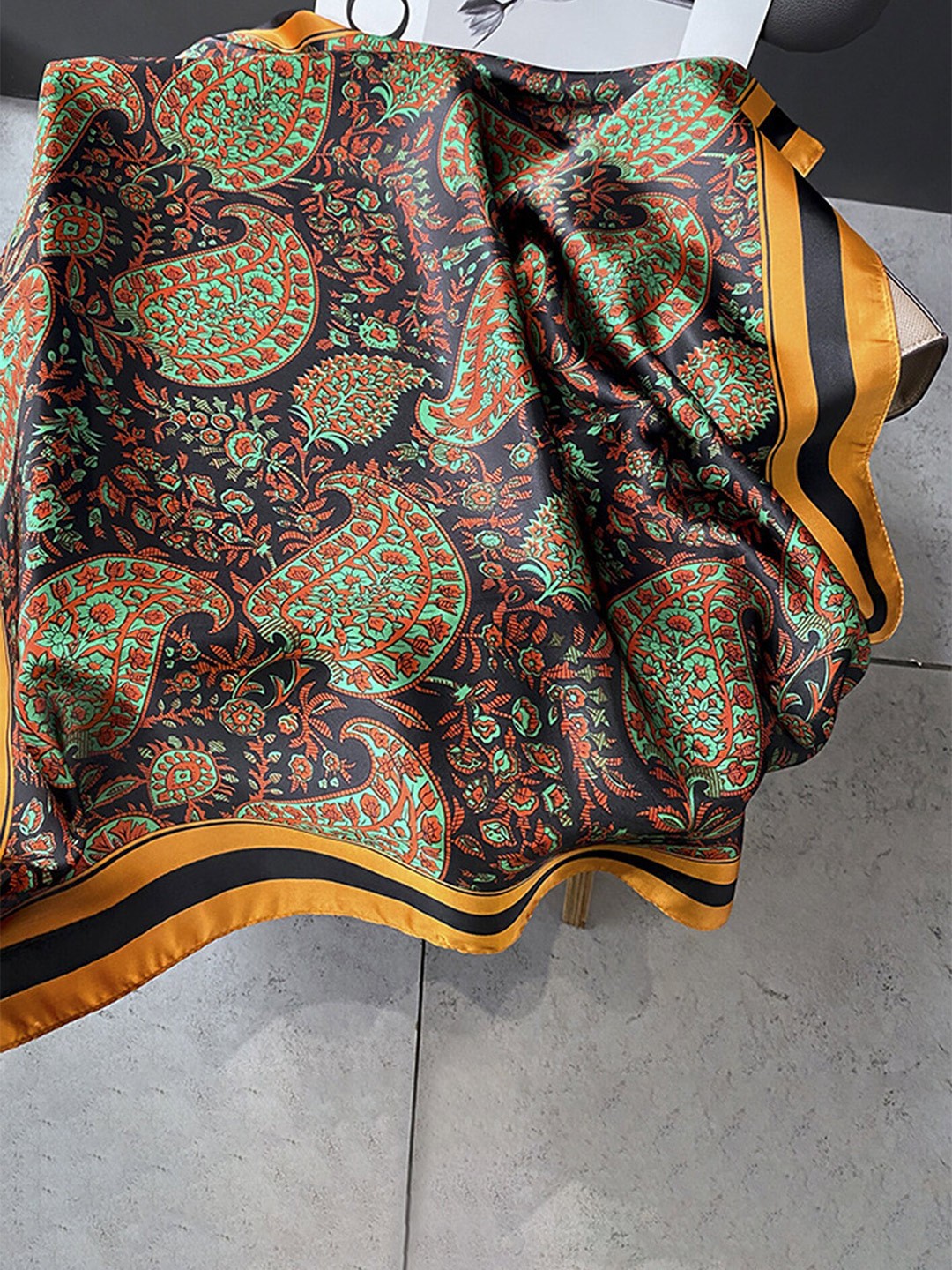 

LULU & SKY Ethnic Motifs Printed Scarf, Orange