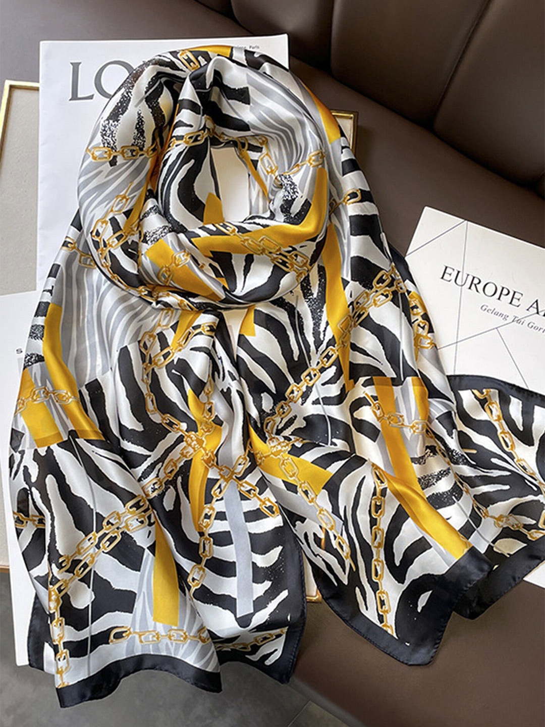 

LULU & SKY Printed Scarf, Yellow