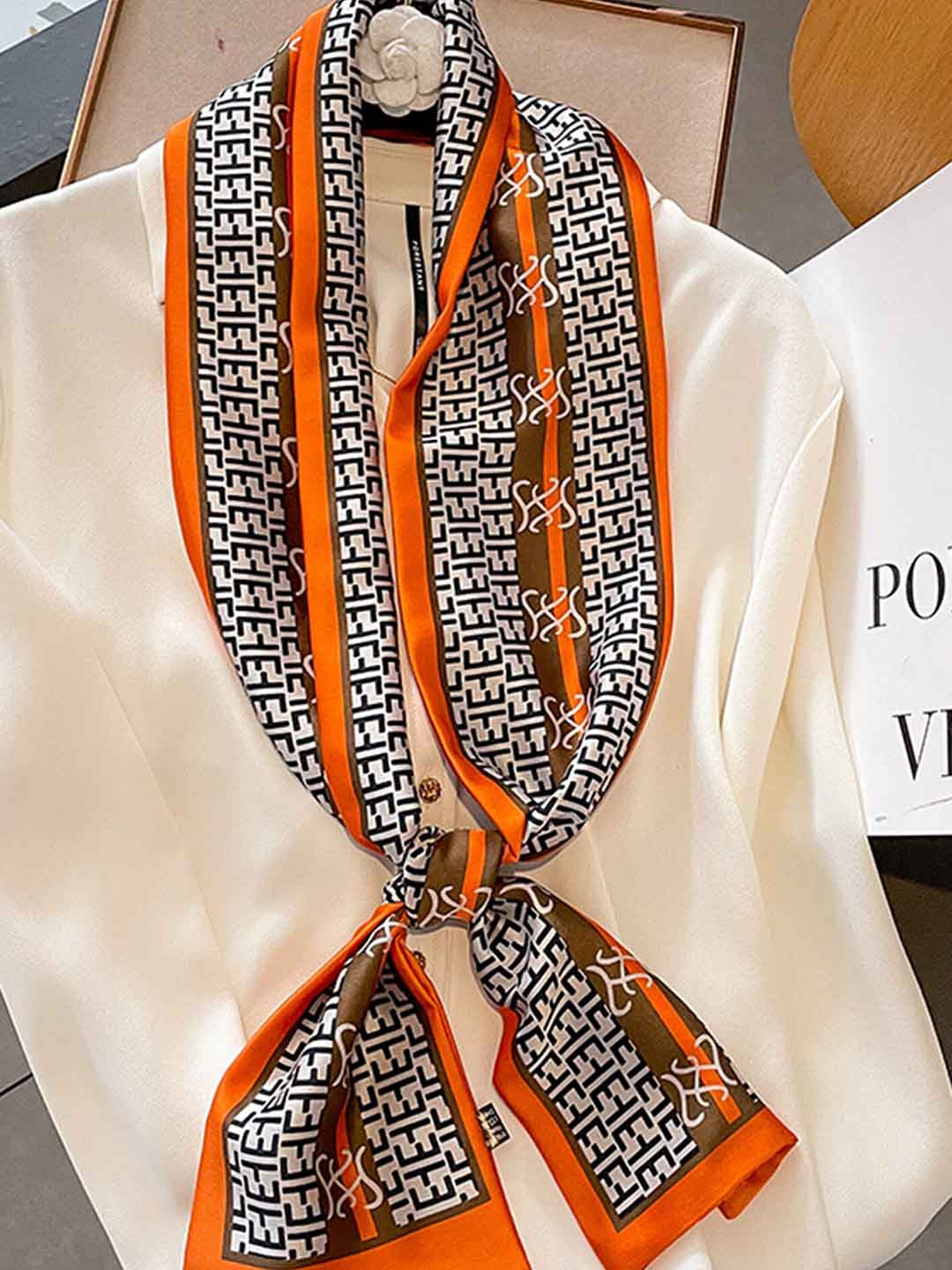 

LULU & SKY Geometric Printed Scarf, Orange