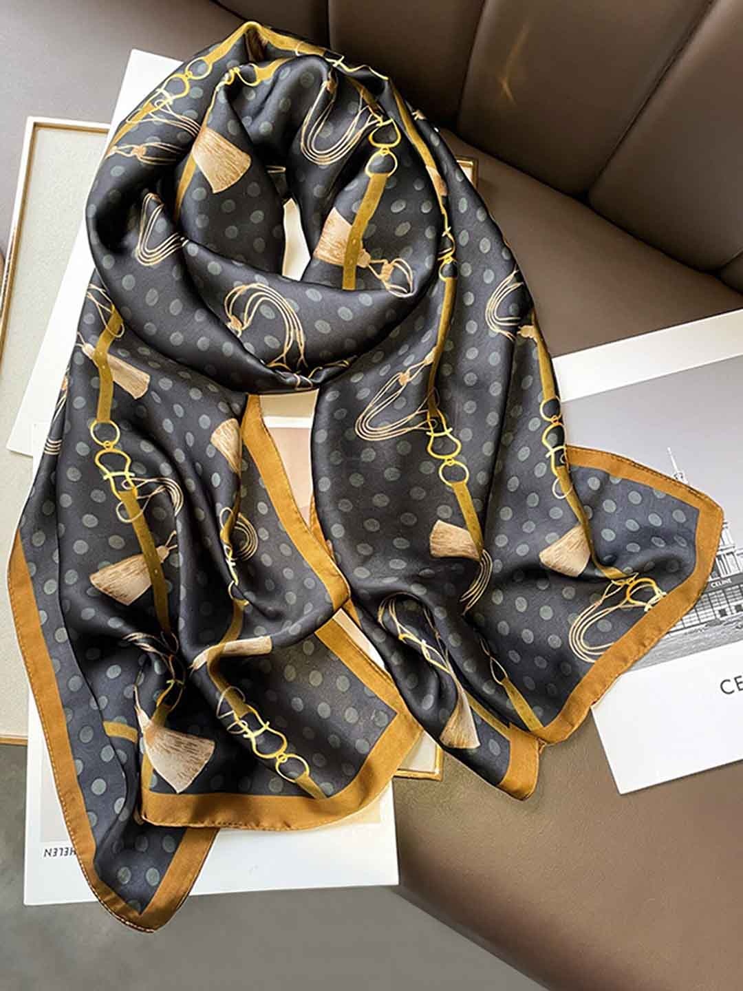 

LULU & SKY Women Abstract Printed Scarf, Black
