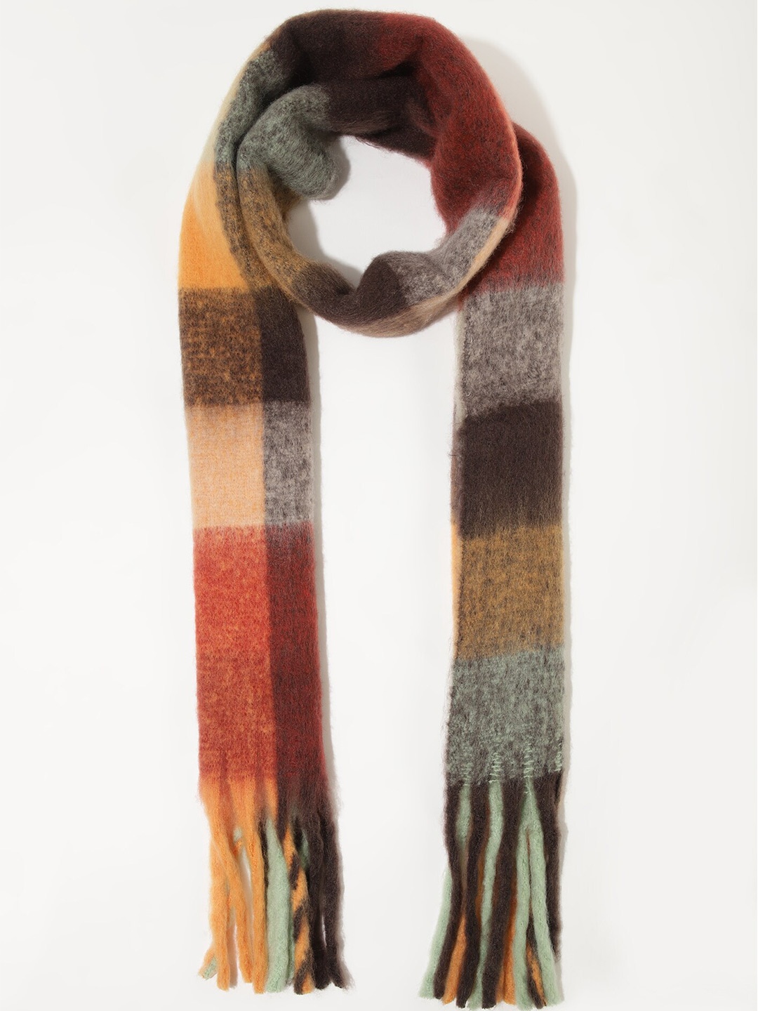 

LULU & SKY Women Checked Scarf, Coffee brown