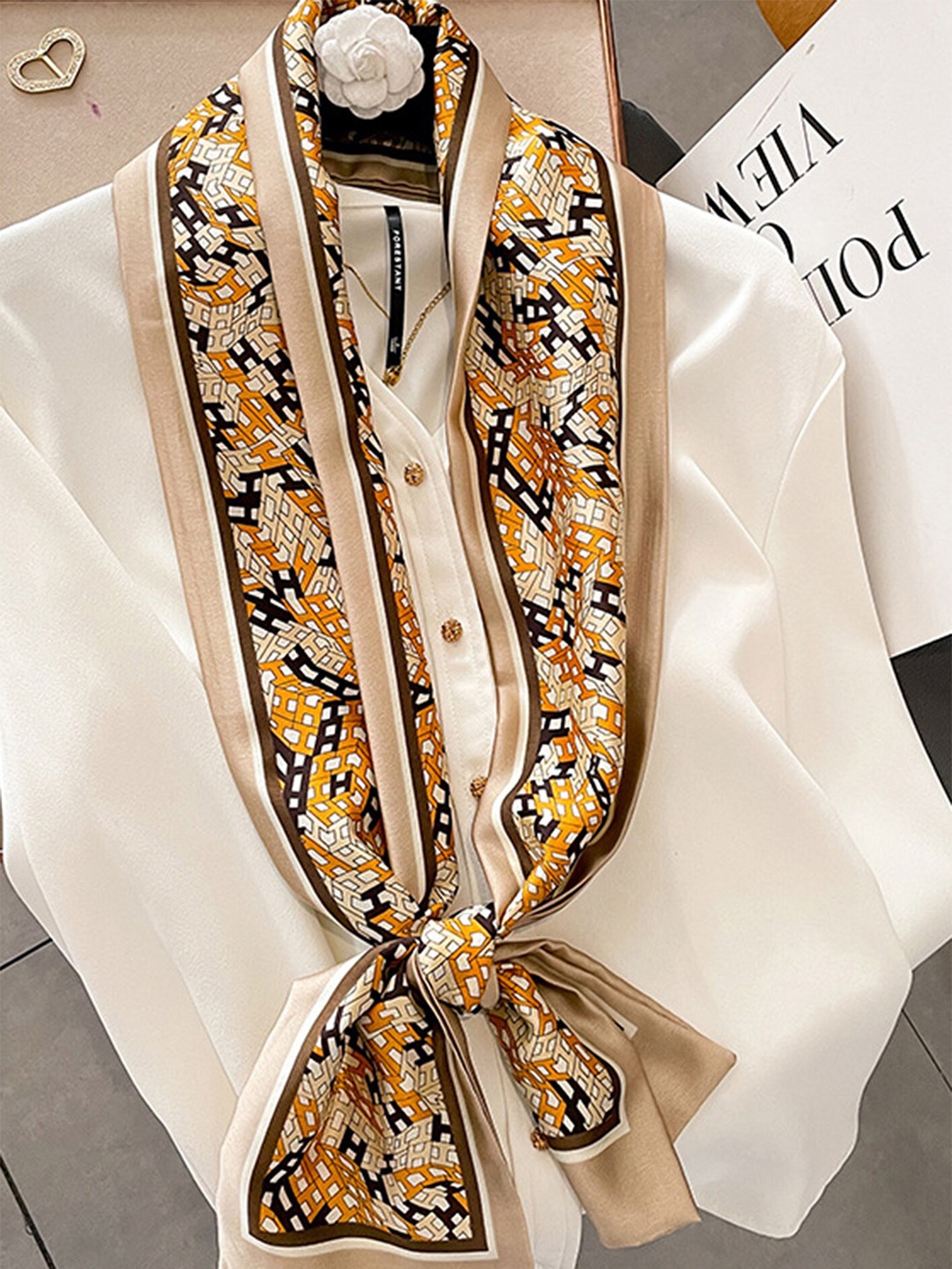 

LULU & SKY Women Printed Scarf, Yellow