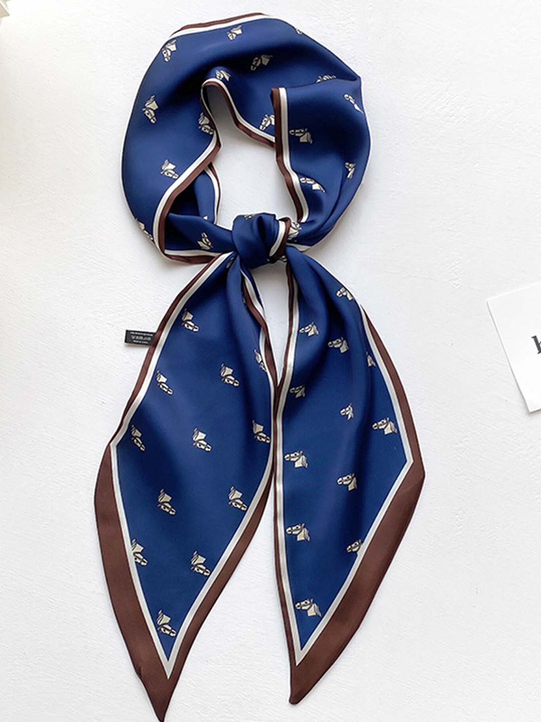 

LULU & SKY Graphic Printed Scarf, Navy blue