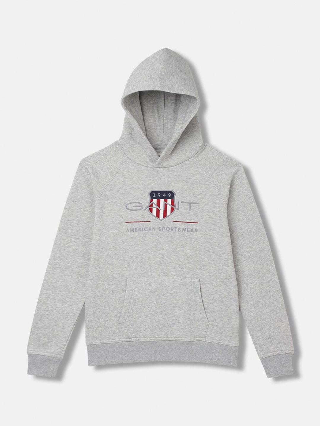 

GANT Boys Typography Printed Hooded Cotton Pullover Sweatshirt, Grey