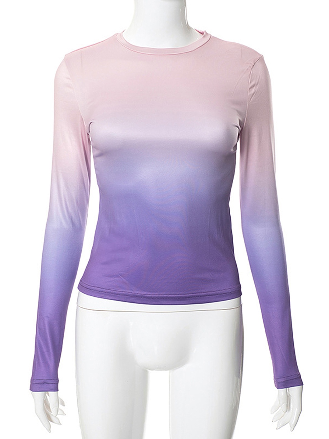 

LULU & SKY Round Neck Long Sleeves Opaque Casual Top, Purple