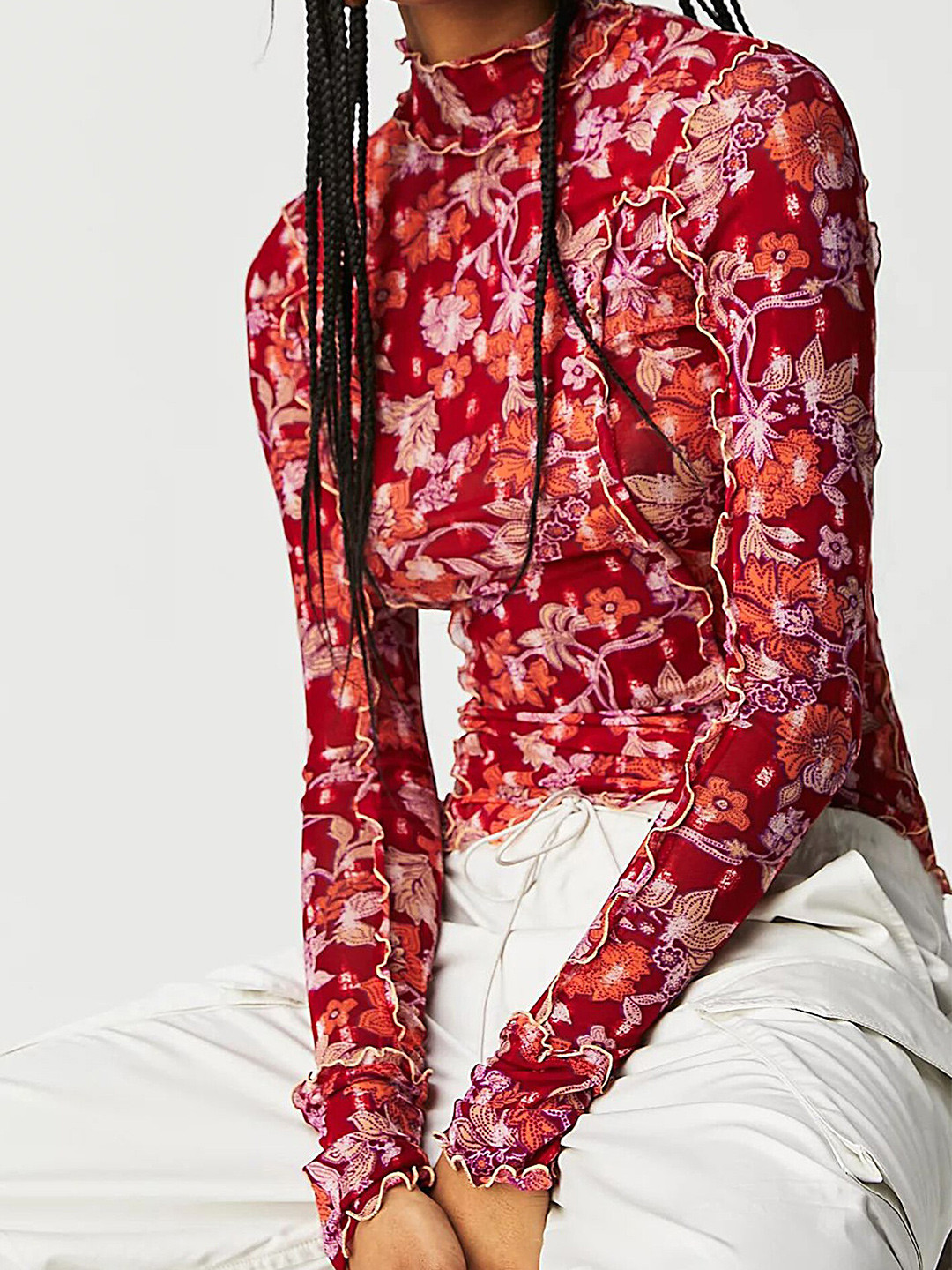 

LULU & SKY Floral Printed Top, Red